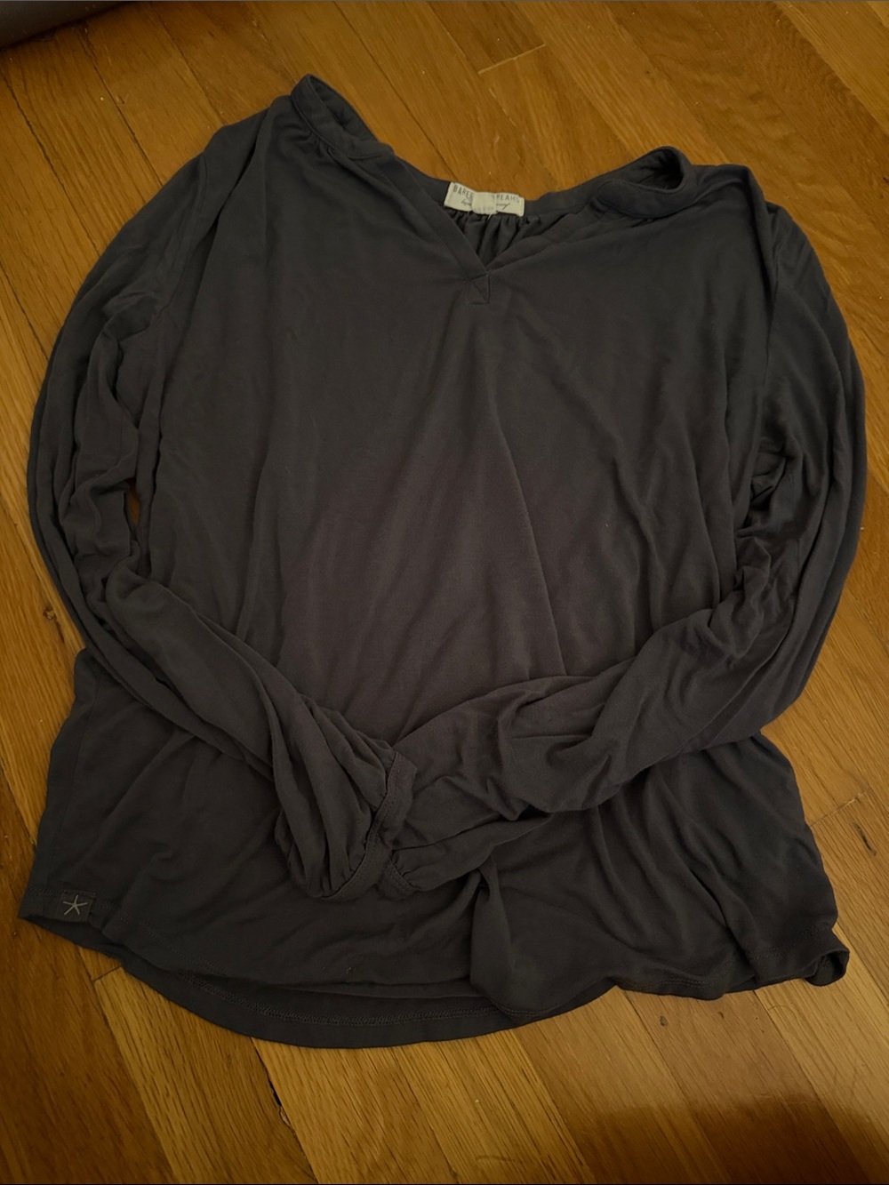 Barefoot Dreams Long-Sleeve V-Neck Shirt in Charcoal